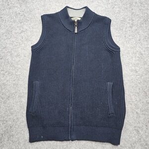 Orton Brothers Sweater Vest Mens Medium Blue Knit Sleeveless Full Front Zip Up
